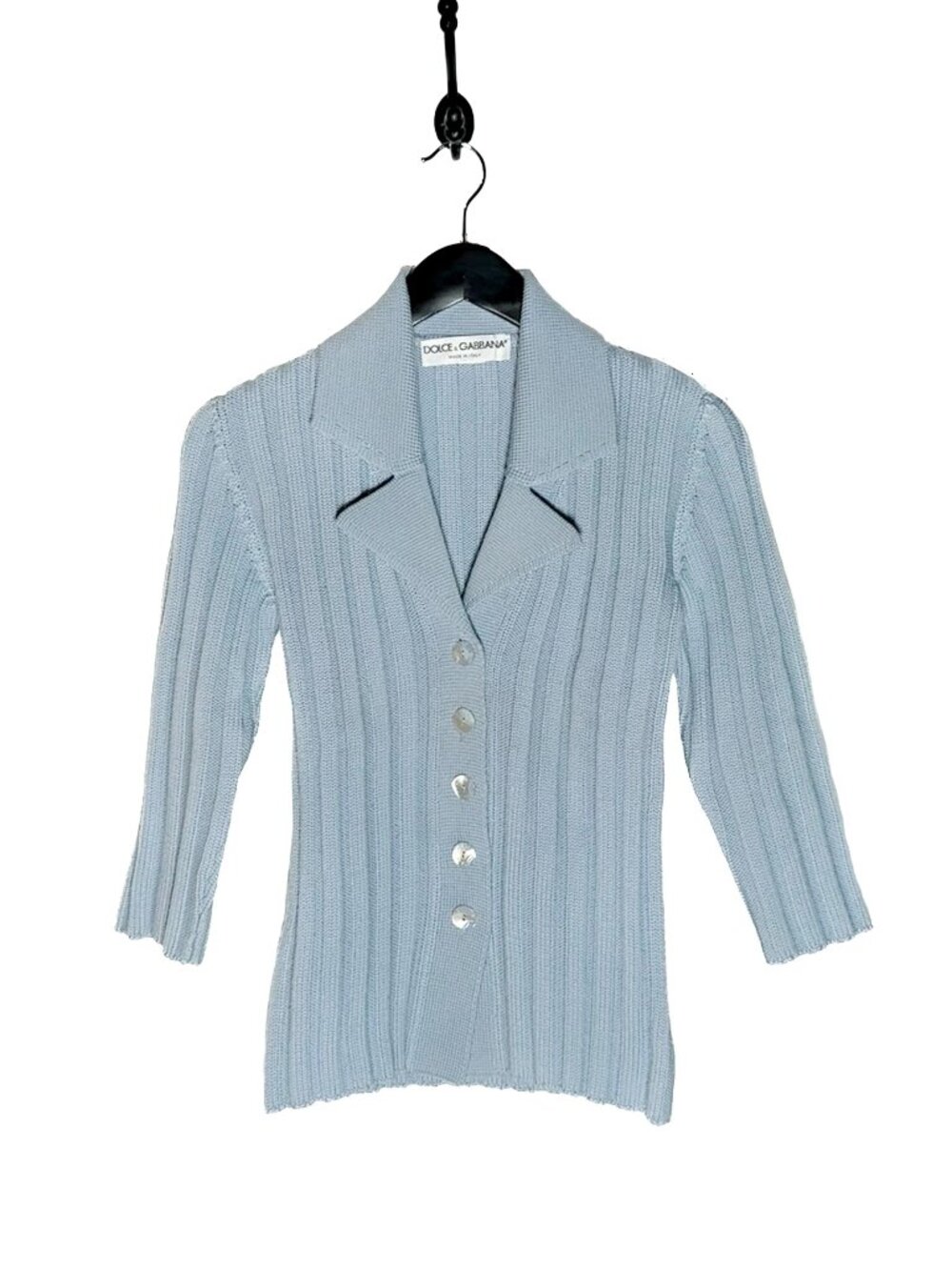Dolce & Gabbana Vintage Baby Blue 3/4 Sleeves Cardigan Sweater